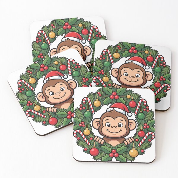 Item preview, Monkey Inside a Christmas Wreath designed and sold by FerdiEverywhere.