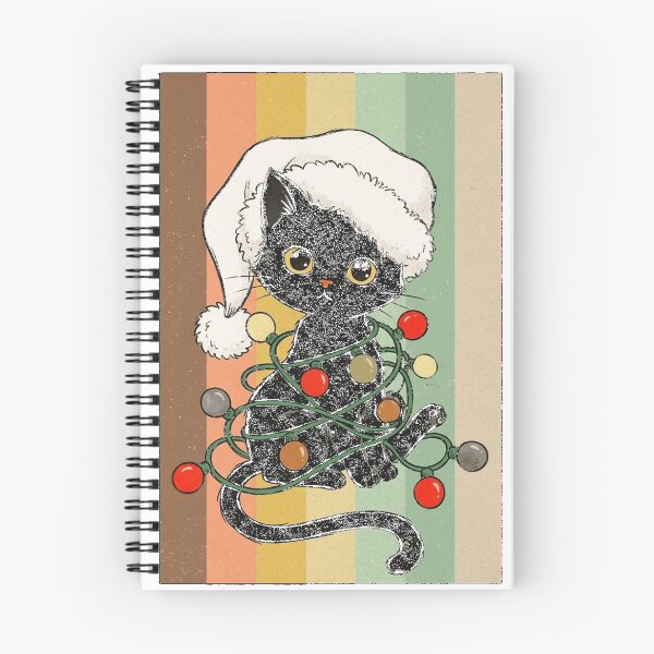Item preview, santa black cat tangled up in christmas tree lights holiday Classic T-Shirt (3) designed and sold by fine line.