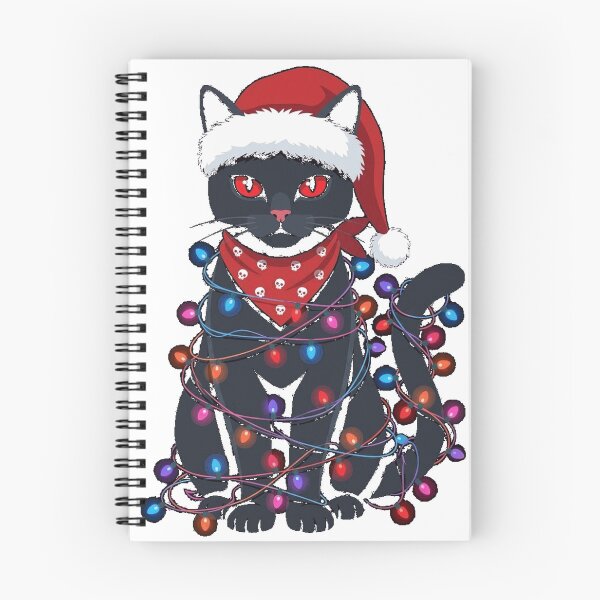 Item preview, Santa Black Cat Tangled Up In Christmas Tree Lights Holiday Classic T-Shirt (4) designed and sold by teluguredbubble.