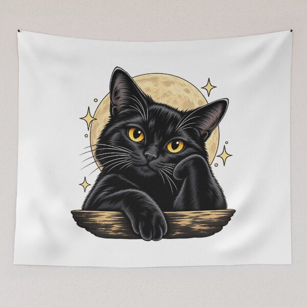 Item preview, Black Cat Magic – Vintage Gothic Cat designed and sold by medo-shop7.