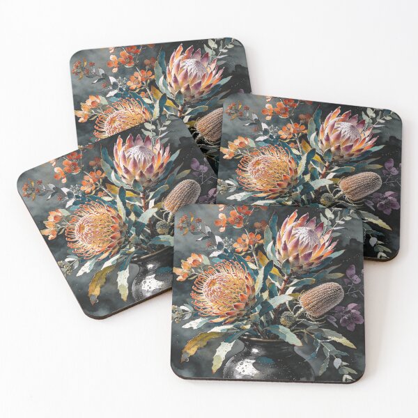 Item preview, Proteas in the Dark — Still Life with Watercolor designed and sold by EduMaru_Arts.