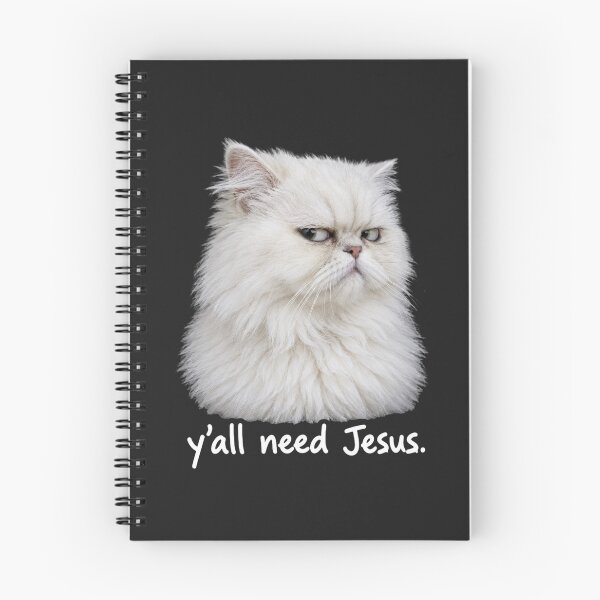 Item preview, Y’all Need Jesus – Grumpy White Cat designed and sold by Quirky Cotton Collective.