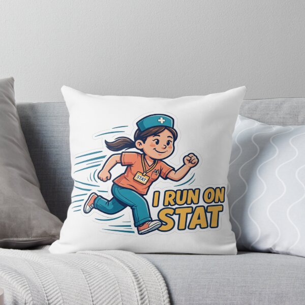 Item preview, I Run On Stat Funny Nurse Sticker designed and sold by Hearth & Hue.