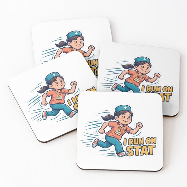 Item preview, I Run On Stat Funny Nurse Sticker designed and sold by Hearth & Hue.