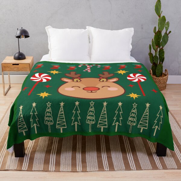 Item preview, Cute Reindeer Christmas Tree Pattern designed and sold by Azurart2.