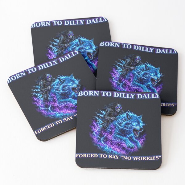 Item preview, Born To Dilly Dally Forced To Say No Worries Badass Skeleton Word Art Meme designed and sold by Sunset Press Studio.