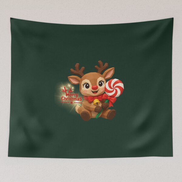 Item preview, Christmas Reindeer with Candy Cane Merry Christmas designed and sold by ArtMochis.