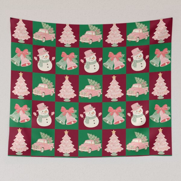 Item preview, Pink Christmas Pattern Retro Holiday Checkered designed and sold by VibranPalette.
