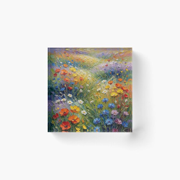 Item preview, Wildflower Meadow Bliss - Colorful Floral Landscape Painting designed and sold by nhk999.