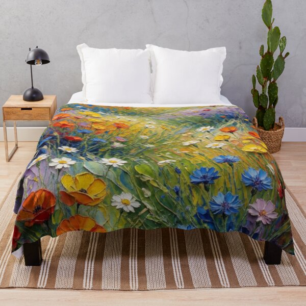 Item preview, Wildflower Meadow Bliss - Colorful Floral Landscape Painting designed and sold by nhk999.