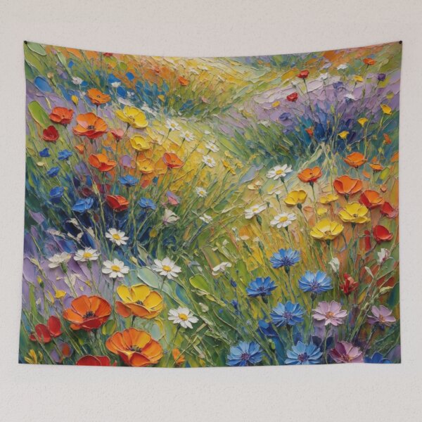 Item preview, Wildflower Meadow Bliss - Colorful Floral Landscape Painting designed and sold by nhk999.