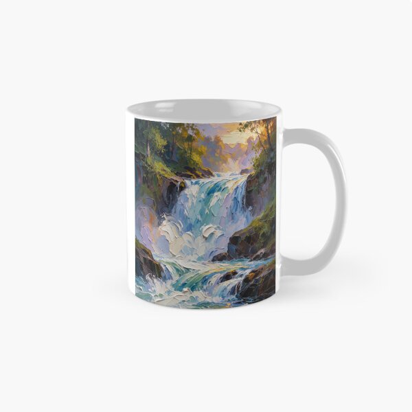 Item preview, Majestic Waterfall Escape - Serene Nature Landscape Artwork designed and sold by nhk999.