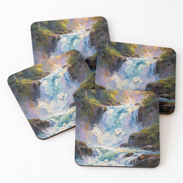 Item preview, Majestic Waterfall Escape - Serene Nature Landscape Artwork designed and sold by nhk999.
