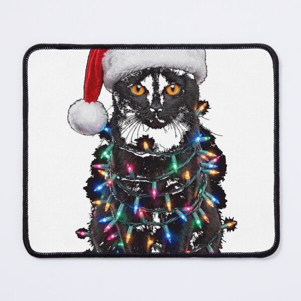 Item preview, Santa Black Cat Tangled Up In Christmas Tree Lights Holiday Oversized T-Shirt (2) designed and sold by Fester's Designs.