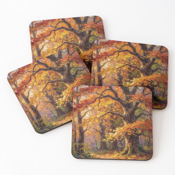 Item preview, Golden Autumn Forest Path - Vibrant Fall Landscape Painting designed and sold by nhk999.