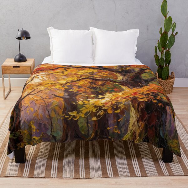 Item preview, Golden Autumn Forest Path - Vibrant Fall Landscape Painting designed and sold by nhk999.