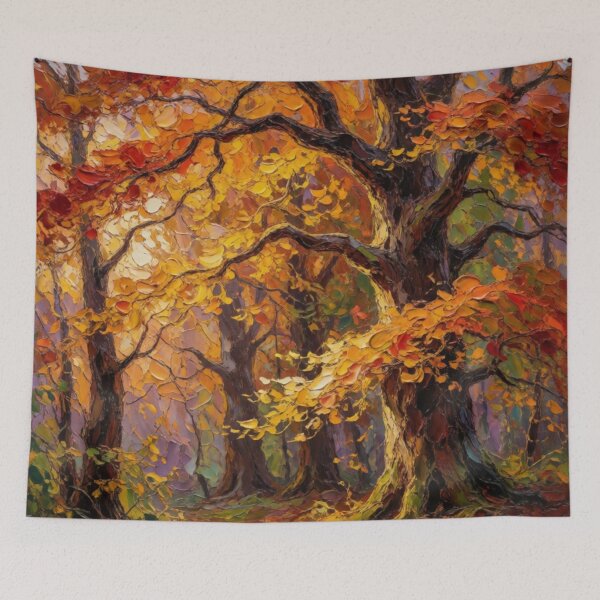 Item preview, Golden Autumn Forest Path - Vibrant Fall Landscape Painting designed and sold by nhk999.