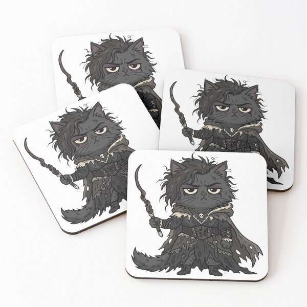 Item preview, Grumpy Dark Fantasy Goth Witch Cat Magic Wand Art designed and sold by Hiril Sindarim.