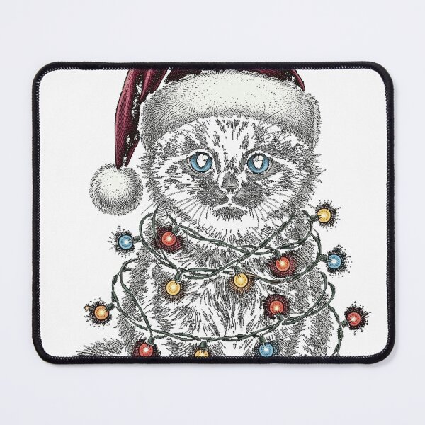 Item preview, Santa Black Cat Tangled Up In Classic T-Shirt designed and sold by PrintWaveMagic.