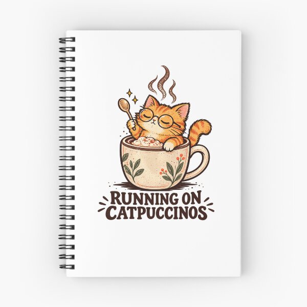 Item preview, Running on Catpuccinos – Cute Ginger Cat Coffee Pun Design designed and sold by THROUGH-LIFE.