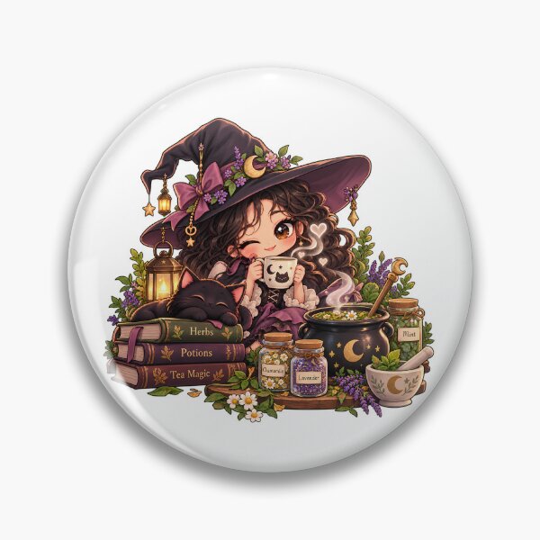 Item preview, Cozy Kitchen Witch and Her Black Cat designed and sold by ChibiLOL.