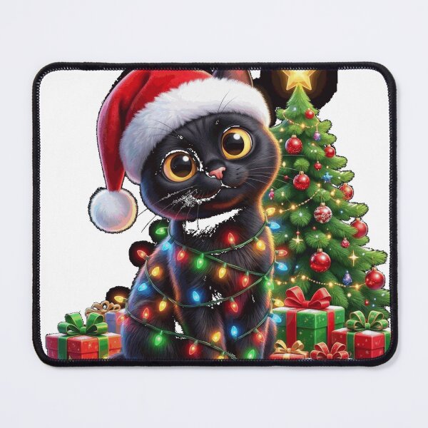 Item preview, Santa Black Cat Tangled Up In Oversized T-Shirt designed and sold by Dreamers333.