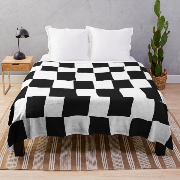 Item preview, Hand-Drawn Checkerboard on Black — Abstract Grid Pattern designed and sold by dfly-creations.