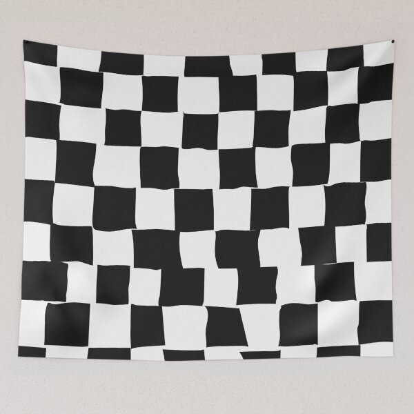 Item preview, Hand-Drawn Checkerboard on Black — Abstract Grid Pattern designed and sold by dfly-creations.