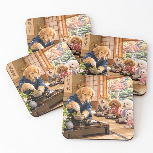 Item preview, Golden Retriever Tea Ceremony – Five Dogs in a Traditional Japanese Tea Room designed and sold by CHANNELZIPANG.