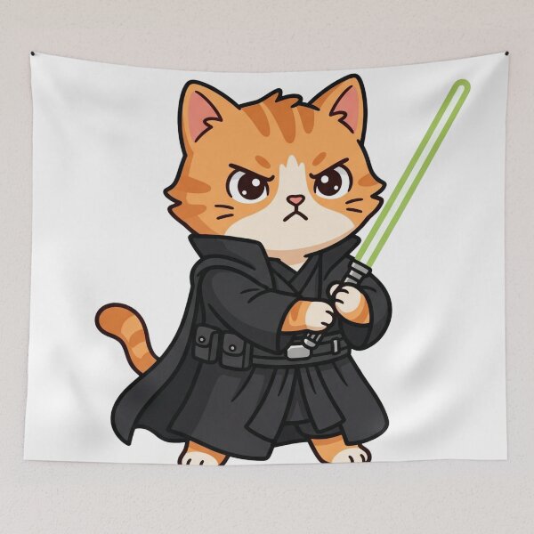 Item preview, Cute Space Knight Ginger Cat Green Laser Sword Art designed and sold by Hiril Sindarim.