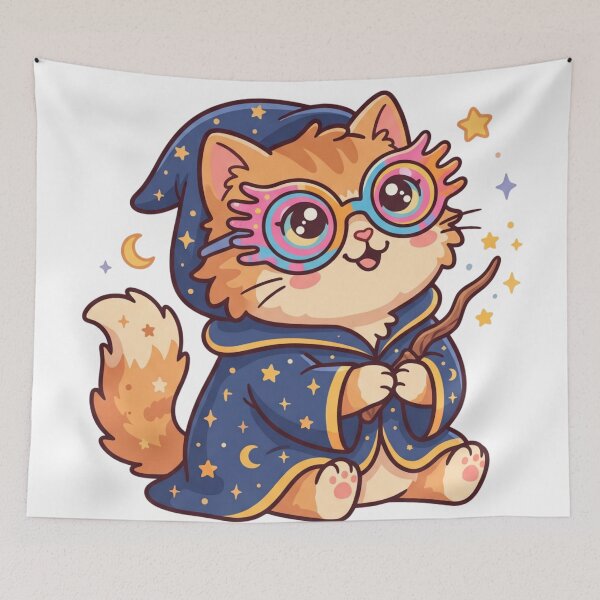 Item preview, Cute Quirky Wizard Cat Magical Glasses Art designed and sold by Hiril Sindarim.