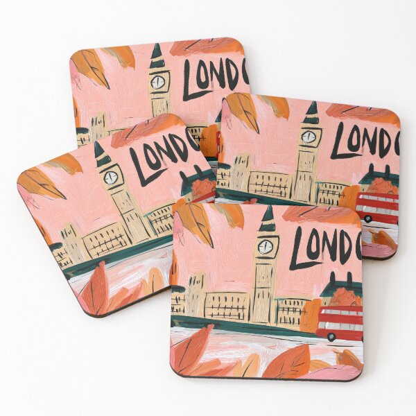 Item preview, Explore Autumn in London with a Classic Red Bus, Big Ben, and Brilliant Fall Colors designed and sold by OlfactoART Studio.