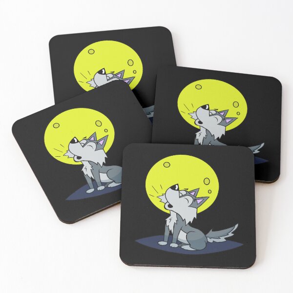 Item preview, Adorable Howling Wolf Under Full Moon – Cute Nighttime Cartoon Art designed and sold by CozyCritters8.