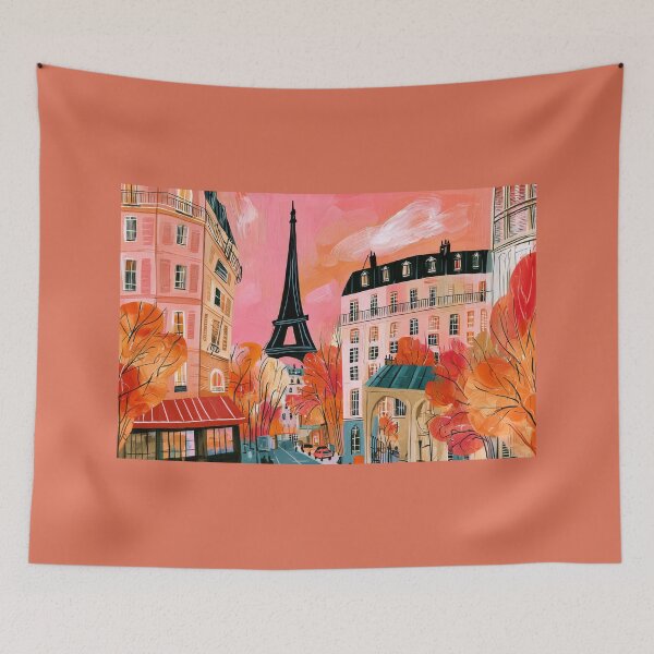 Item preview, Discover the Romantic Parisian Charm in Autumn- Eiffel Tower and Colorful Fall Street Art designed and sold by OlfactoART Studio.