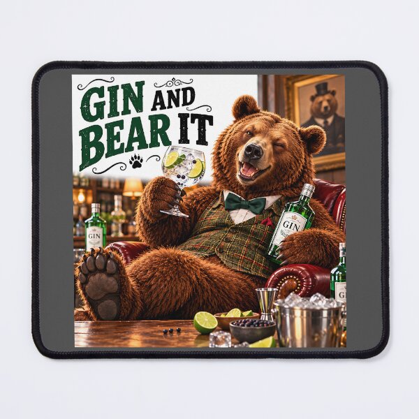 Item preview, Gin and Bear It – Funny Bear Drinking Pun designed and sold by Hornace88studio.