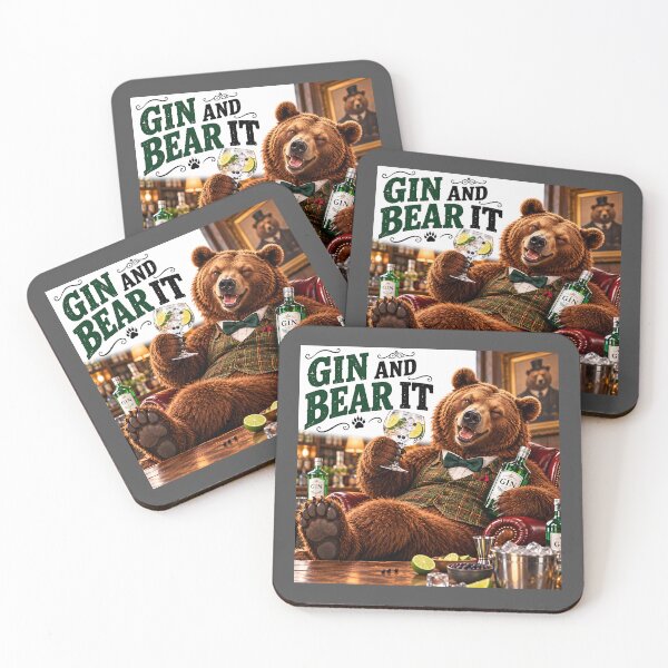 Item preview, Gin and Bear It – Funny Bear Drinking Pun designed and sold by Hornace88studio.