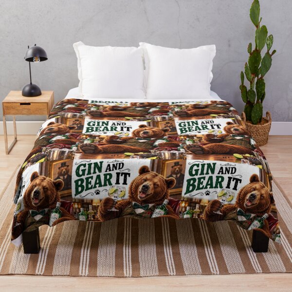 Item preview, Gin and Bear It – Funny Bear Drinking Pun designed and sold by Hornace88studio.