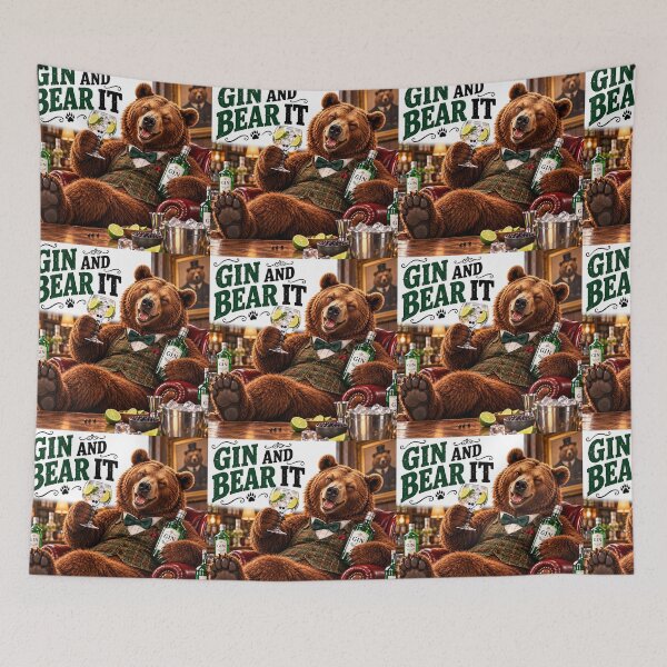 Item preview, Gin and Bear It – Funny Bear Drinking Pun designed and sold by Hornace88studio.