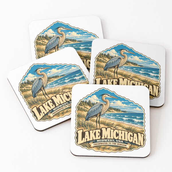 Item preview, Lake Michigan Midwest, Usa Freshwater To The Horizon Great Blue Heron Wildlife designed and sold by NeedForParks.