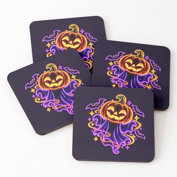 Item preview, Neon Pumpkin Ghost Halloween Glow Art designed and sold by DIB Designs – Express Your Style.