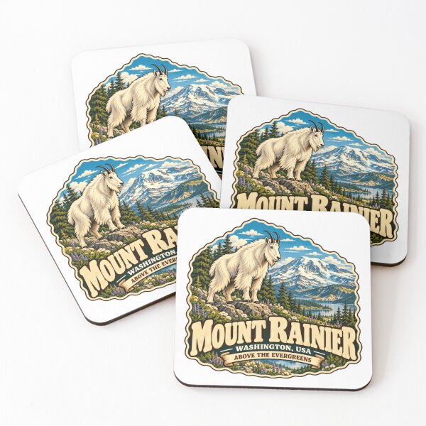 Item preview, Mount Rainier Washington USA Above The Evergreens National Park Mountain Goat Explorer designed and sold by NeedForParks.