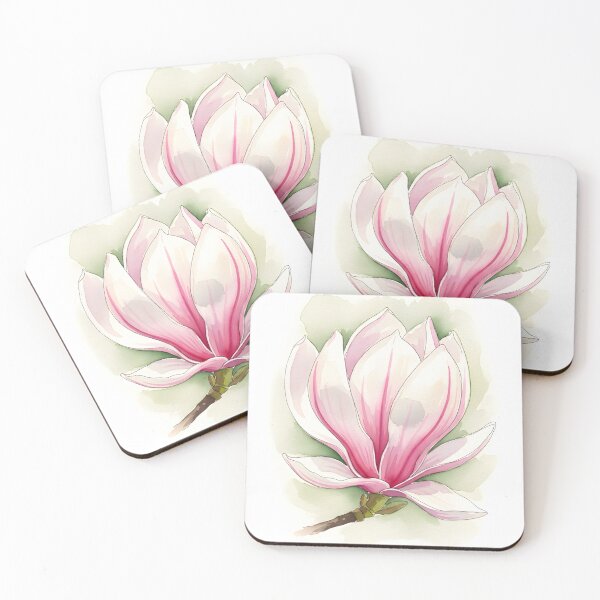Item preview, Pink Magnolia Blossom on a Branch in Watercolor designed and sold by VelloomStore.
