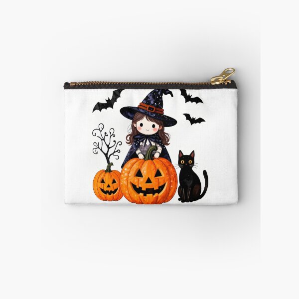 Item preview, Cute Halloween Witch, Cat, Bats and Carved Pumpkin designed and sold by artedamensagem.