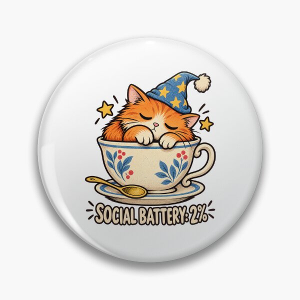 Item preview, Social Battery 2% – Cute Wizard Cat Teacup Introvert Design designed and sold by THROUGH-LIFE.