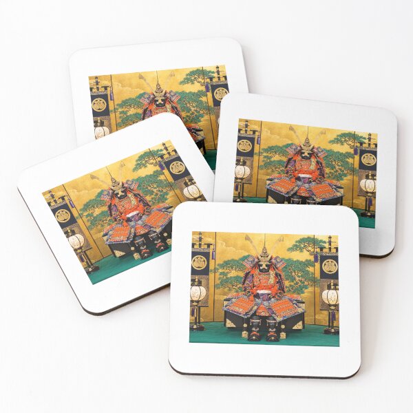 Item preview, Traditional Japanese Samurai Armor – Orange and Gold Warrior Display designed and sold by Matsudaira.