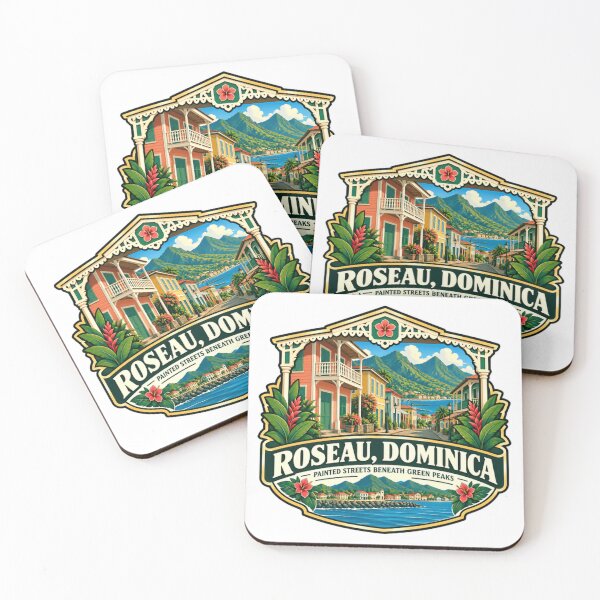 Item preview, Roseau, Dominica Painted Streets Beneath Green Peaks Caribbean Island Travel Destination Souvenir designed and sold by JonesFlora2025.
