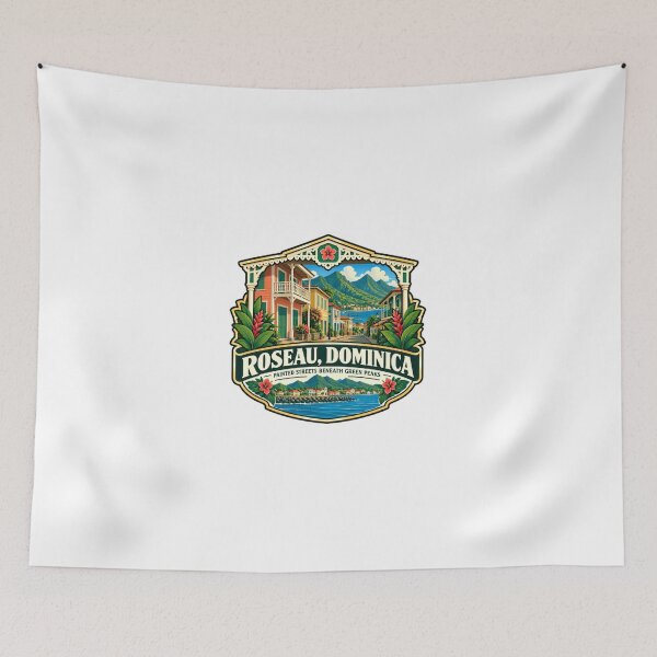 Item preview, Roseau, Dominica Painted Streets Beneath Green Peaks Caribbean Island Travel Destination Souvenir designed and sold by JonesFlora2025.