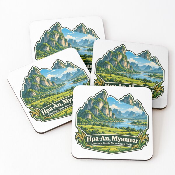 Item preview, Hpa-An, Myanmar Limestone Giants Above Green Fields Southeast Asia Traveler designed and sold by JonesFlora2025.