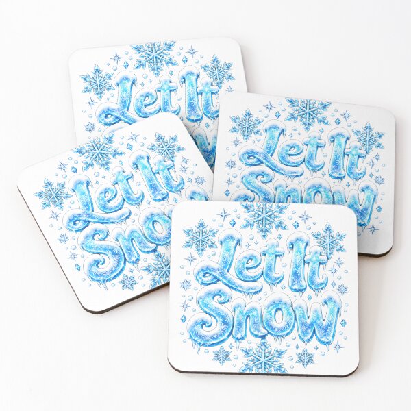 Item preview, Let It Snow Icy Blue Snowflakes Winter Lettering designed and sold by victorsuarez.