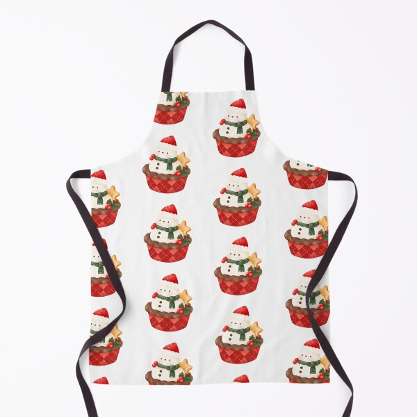 Item preview, Cute Snowman Cupcake with Santa Hat and Christmas Holly designed and sold by mmkn.art.